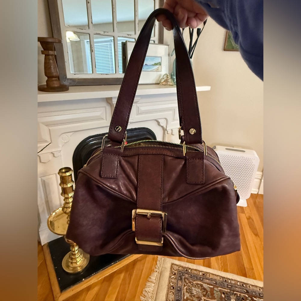 Michael Kors Deep Purple Leather Heidi Shoulderbag Hand Bag Satchel Purse